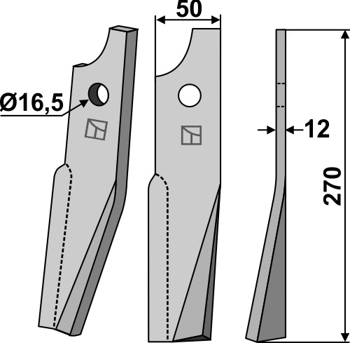 Rotorzinken, rechte Ausführung geeignet für: Kuhn couteau de fraise et dent rotative