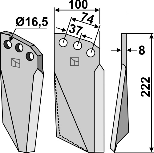 Rotorzinken, rechte Ausführung geeignet für: Kuhn nóż glebogryzarki i ząb obrotowy