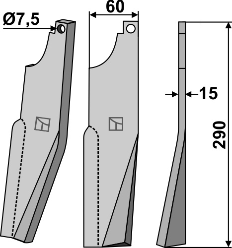 Rotorzinken, rechte Ausführung geeignet für: Kuhn nóż glebogryzarki i ząb obrotowy