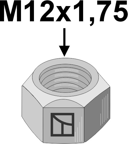 Mutter M12x1,75 - verzinkt - links Gewinde geeignet für: Lemken Tornillos, tuercas y elementos de seguridad
