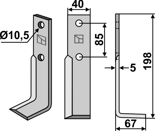 Fräsmesser, rechte Ausführung geeignet für: M.A.B. Bocchini nóż glebogryzark