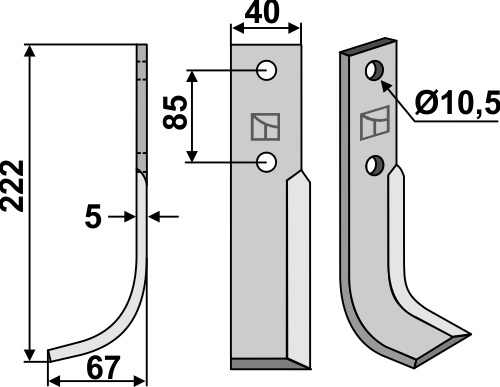 Fräsmesser, linke Ausführung geeignet für: M.A.B. Bocchini blade