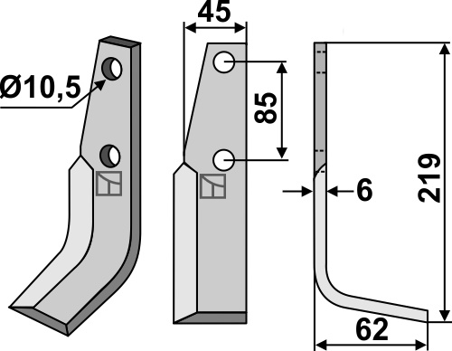 Fräsmesser, rechte Ausführung geeignet für: M.A.B. Bocchini blade