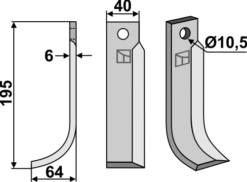 Fräsmesser, linke Ausführung geeignet für: M.A.G. nóż glebogryzark