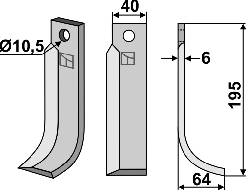 Fräsmesser, rechte Ausführung geeignet für: M.A.G. nóż glebogryzark