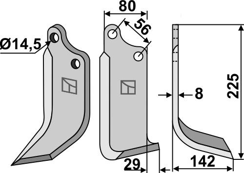 Fräsmesser, rechte Ausführung geeignet für: Perugini cuchilla y cuchilla de rotavator