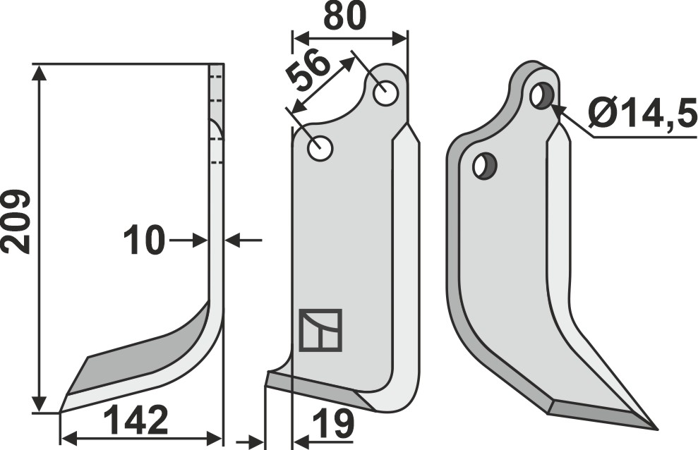 Fräsmesser, linke Ausführung geeignet für: Maschio / Gaspardo Fräsmesser und Rotorzinken