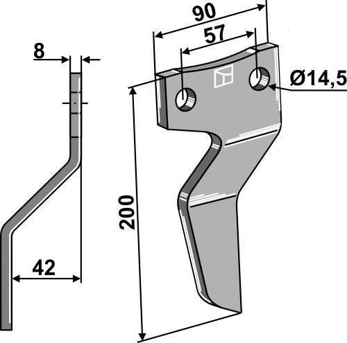 Rotorzinken, linke Ausführung geeignet für: Maschio / Gaspardo  fræserkniv og rotortænder