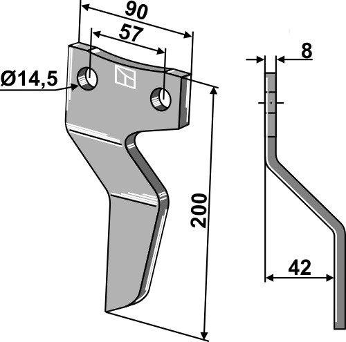 Rotorzinken - rechte Ausführung geeignet für: Maschio / Gaspardo blade and rotary tine