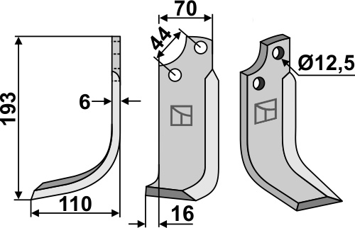Fräsmesser, linke Ausführung geeignet für: Maschio / Gaspardo cuchilla y cuchilla de rotavator