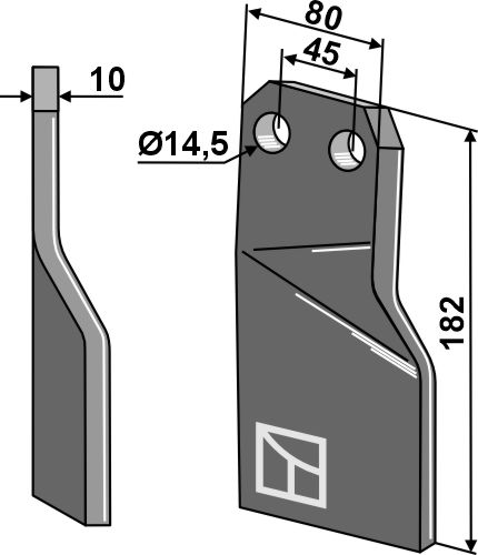 Rotorzinken - linke Ausführung geeignet für: Maschio / Gaspardo blade and rotary tine