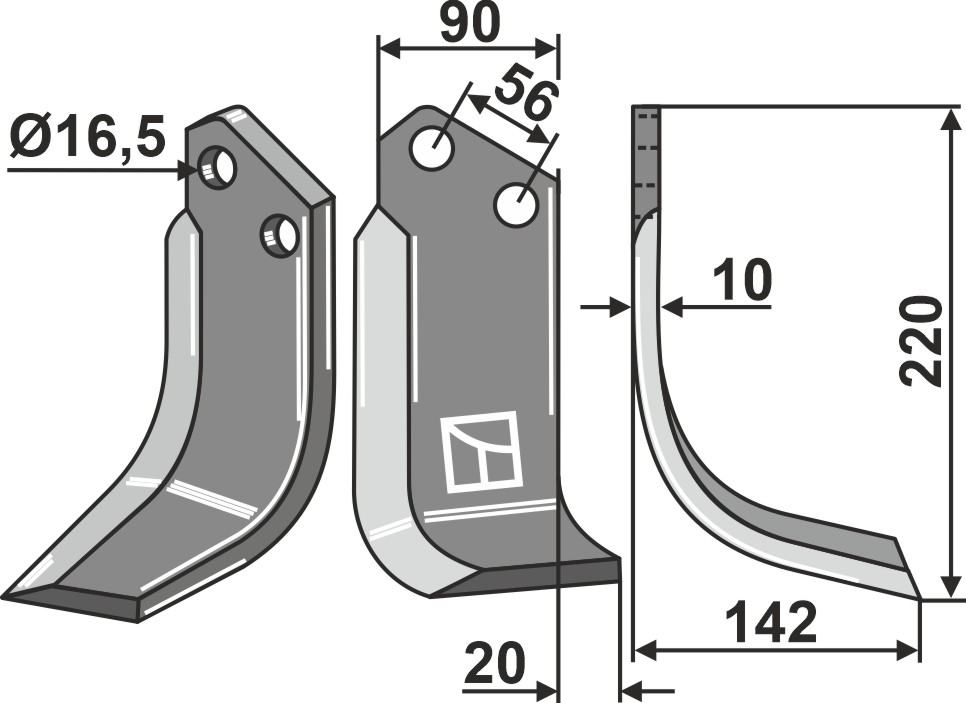 Fräsmesser, rechte Ausführung geeignet für: Maschio / Gaspardo cuchilla y cuchilla de rotavator