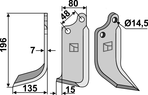 Fräsmesser, linke Ausführung geeignet für: Forigo-Roteritalia cuchilla y cuchilla de rotavator