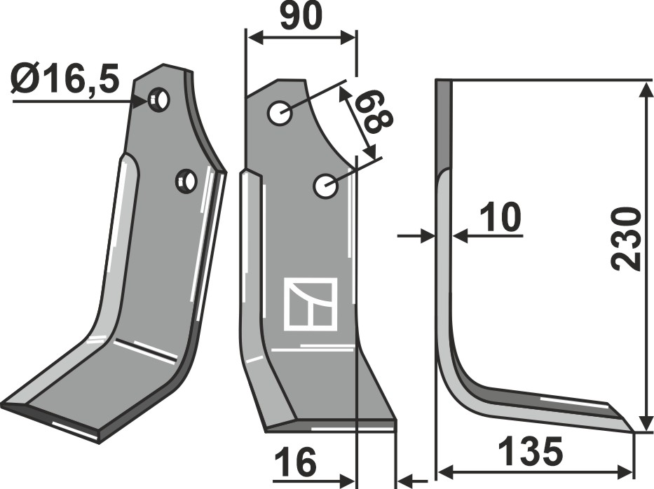Fräsmesser, rechte Ausführung geeignet für: Maschio / Gaspardo blade and rotary tine