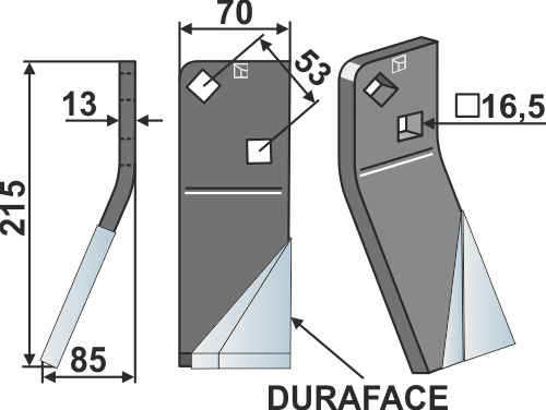 Rotorzinken DURAFACE, linke Ausführung geeignet für: Massano Dent rotative