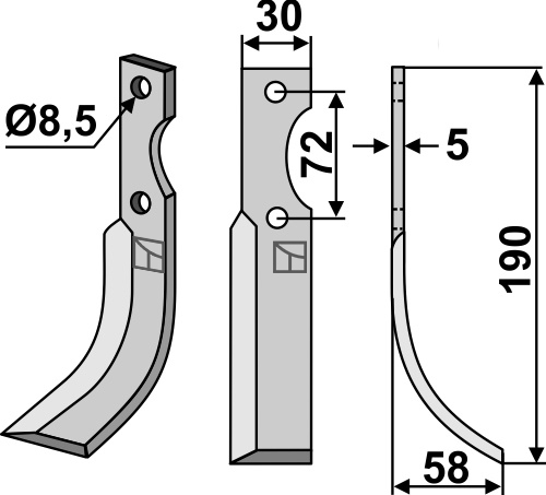 Fräsmesser, rechte Ausführung geeignet für: Ompi blade 