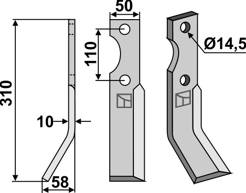 Fräsmesser, linke Ausführung geeignet für: Niemeyer nóż glebogryzark