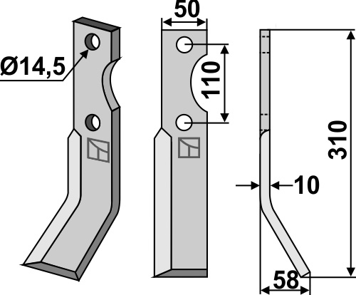 Fräsmesser, rechte Ausführung geeignet für: Niemeyer nóż glebogryzark