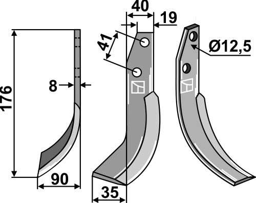 Fräsmesser, linke Ausführung geeignet für: Ommas nóż glebogryzark