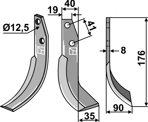 Fräsmesser, rechte Ausführung geeignet für: Bertolini nóż glebogryzark