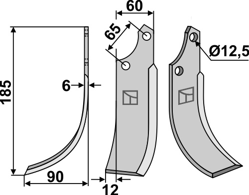 Fräsmesser, linke Ausführung geeignet für: Ortolan nóż glebogryzark