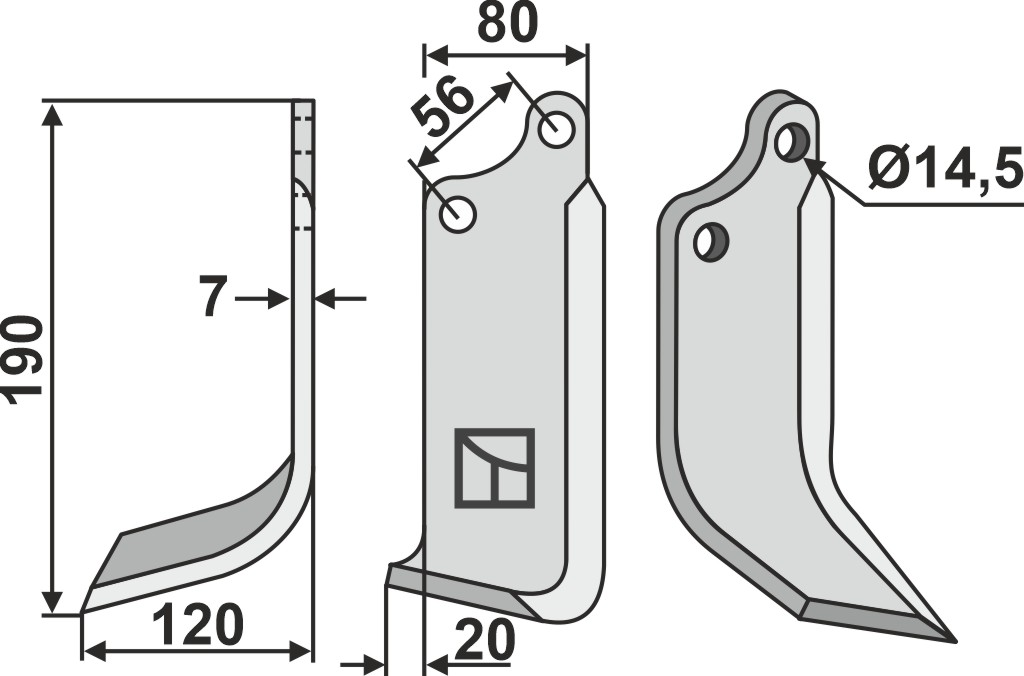 Fräsmesser, linke Ausführung geeignet für: Ortolan nóż glebogryzark