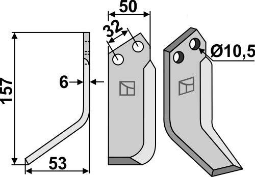 Fräsmesser, linke Ausführung geeignet für: Badalini fræserkniv og rotortænder