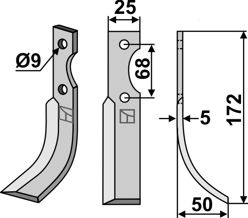 Fräsmesser, rechte Ausführung geeignet für: Comeb blade and rotary tine
