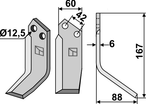 Fräsmesser, rechte Ausführung geeignet für: Pasquali nóż glebogryzark