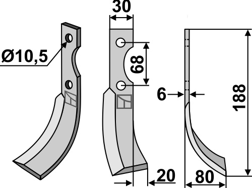 Fräsmesser, rechte Ausführung geeignet für: Pasquali blade