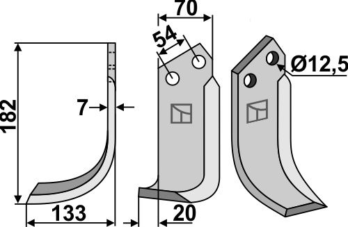Fräsmesser, linke Ausführung geeignet für: Pegoraro cuchilla y cuchilla de rotavator