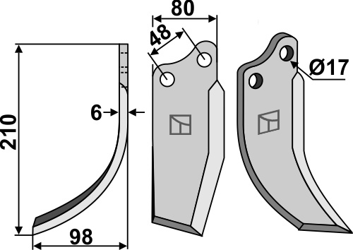 Fräsmesser, linke Ausführung geeignet für: Agromet fræserkniv