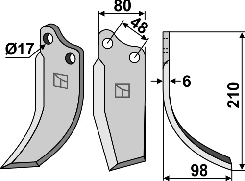 Fräsmesser, rechte Ausführung geeignet für: Agromet fræserkniv