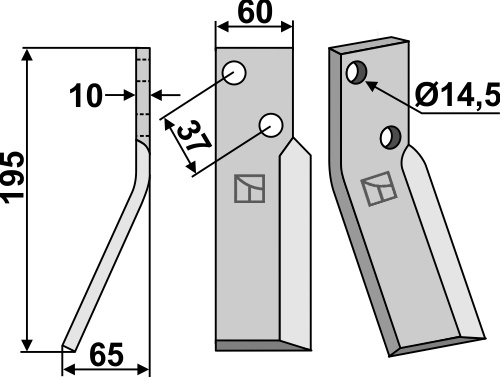Rotorzinken, linke Ausführung geeignet für: Renter L.M.T. Ротационный зуб