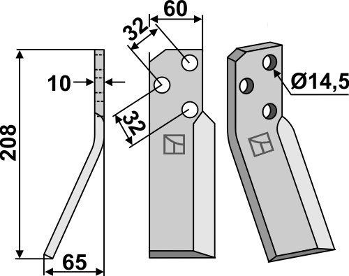 Rotorzinken, linke Ausführung geeignet für: Renter L.M.T. Dent rotative