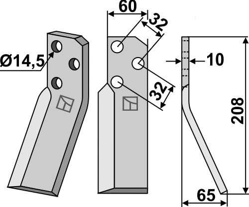 Rotorzinken, rechte Ausführung geeignet für: Renter L.M.T. Ротационный зуб