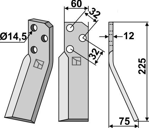 Rotorzinken, rechte Ausführung geeignet für: Renter L.M.T. Ротационный зуб