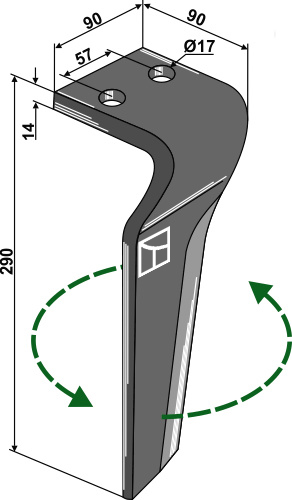 Kreiseleggenzinken, linke Ausführung geeignet für: Carraro diente de grada rotativa 