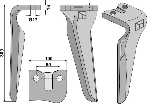 Kreiseleggenzinken, linke Ausführung geeignet für: Remac tine for rotary harrow