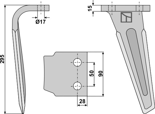 Kreiseleggenzinken, linke Ausführung geeignet für: Sicma cuţit pentru grape rotativă