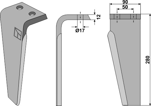 Kreiseleggenzinken, linke Ausführung geeignet für: Muratori tine for rotary harrow