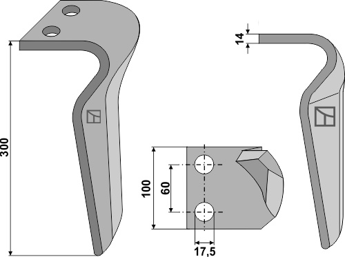 Kreiseleggenzinken, linke Ausführung geeignet für: Rau  faca para grade de bicos rotativa