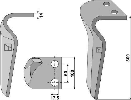 Kreiseleggenzinken, rechte Ausführung geeignet für: Rau  faca para grade de bicos rotativa