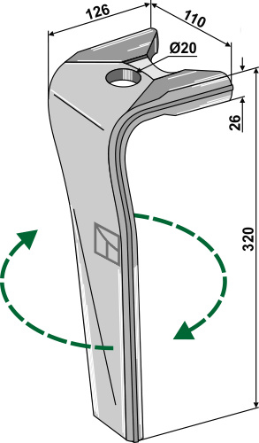 Kreiseleggenzinken, rechte Ausführung geeignet für: Kuhn faca para grade de bicos rotativa