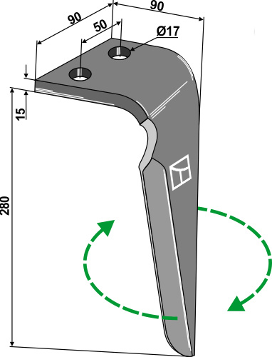 Kreiseleggenzinken, rechte Ausführung geeignet für: Sicma dent pour herse rotative
