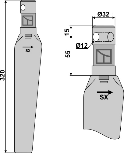 Kreiseleggenzinken, linke Ausführung geeignet für: Niemeyer cuţit pentru grape rotativă