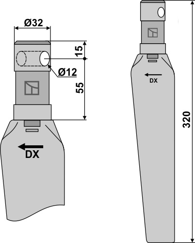 Kreiseleggenzinken, rechte Ausführung geeignet für: Euroma Зуб ротационной бороны