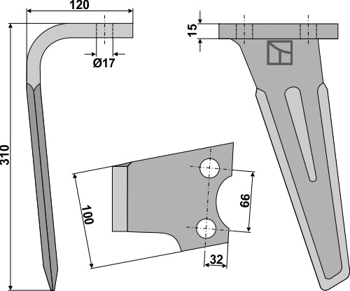 Kreiseleggenzinken, linke Ausführung geeignet für: Schmotzer Зуб ротационной бороны