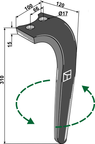 Kreiseleggenzinken, linke Ausführung geeignet für: Aio diente de grada rotativa 