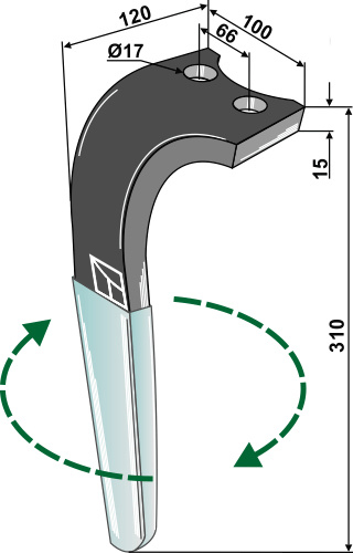 Kreiseleggenzinken (DURAFACE) - rechte Ausführung geeignet für: Sauerburger diente de grada rotativa 